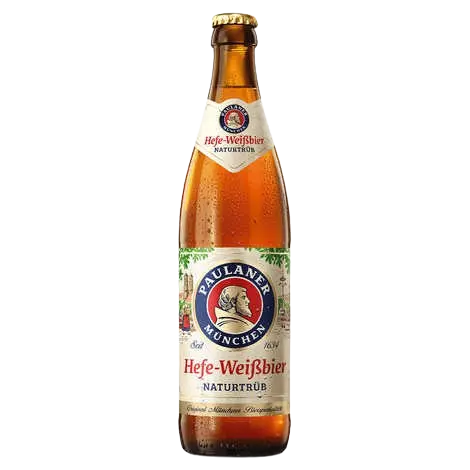 Bottle of Paulaner Hefe-Weißbier Naturtrüb Bavarian wheat beer