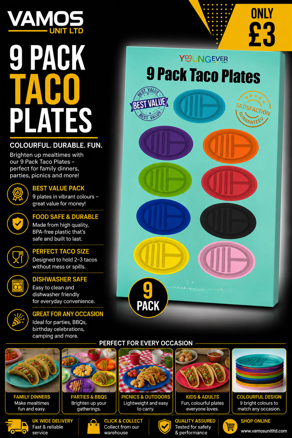 9pcs taco plates 
