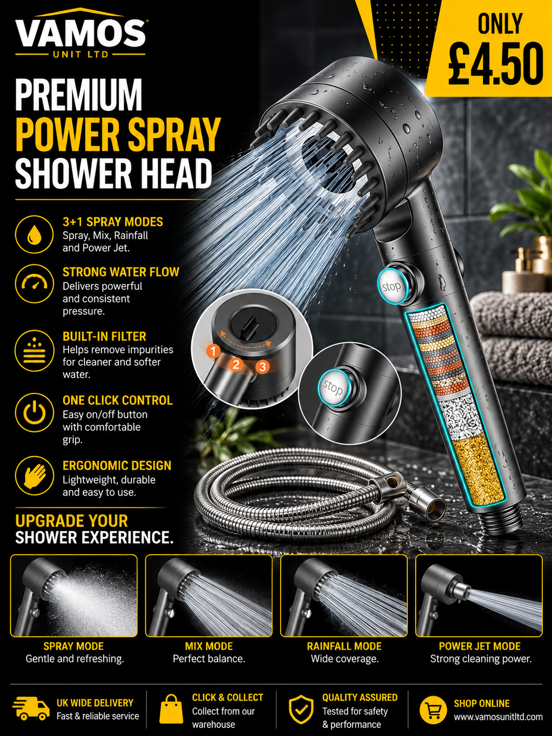 ION Ddrops Shower haed and hose