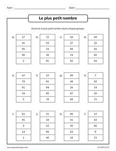 Le plus petit nombre - Inférieur à 100