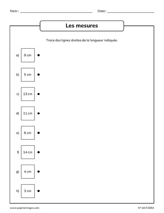 Les mesures - Lignes à tracer