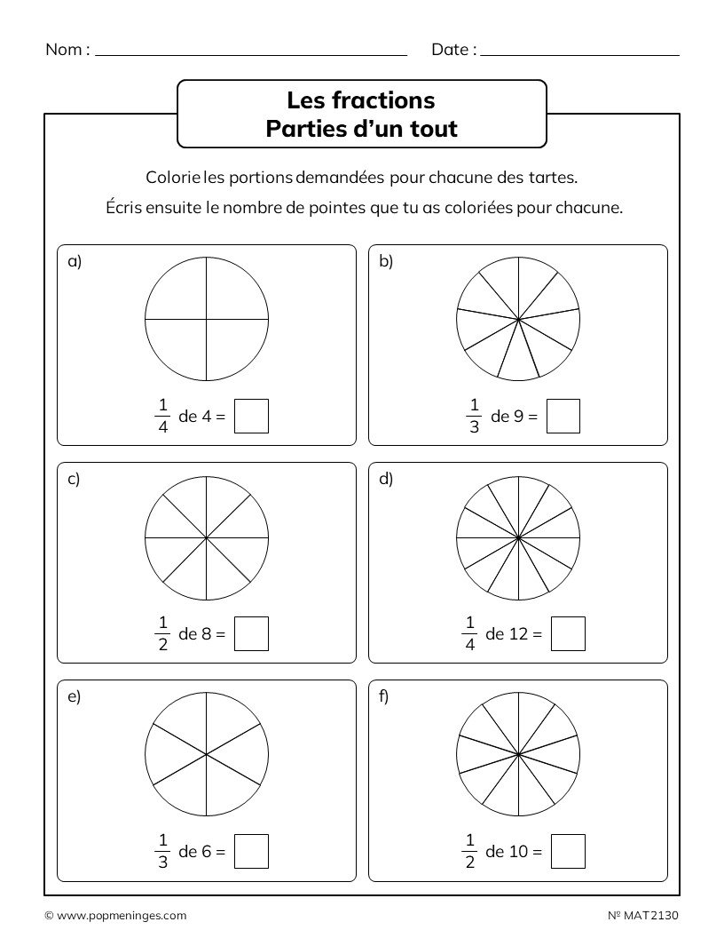 Les fractions parties d un tout popm ninges