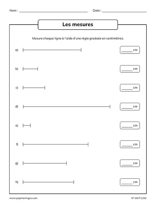 Les mesures - Lignes