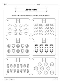 Les fractions - Éléments à colorier