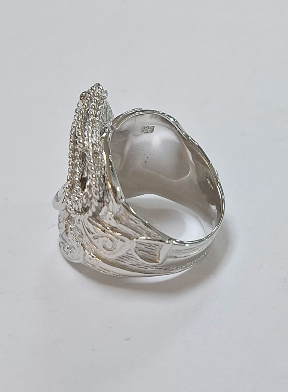 Thumbnail: S118.  New 925 Sterling Silver Saddle Ring (xl)