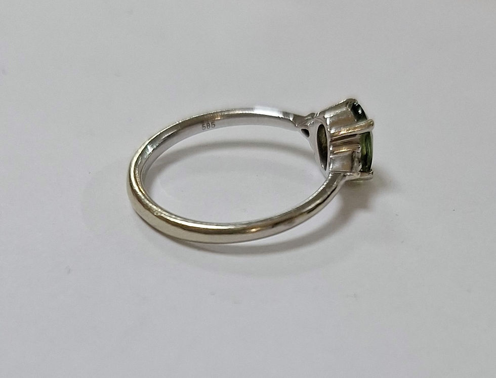 Thumbnail: G107.  14ct White Gold Green Sapphire and Diamond ring 
