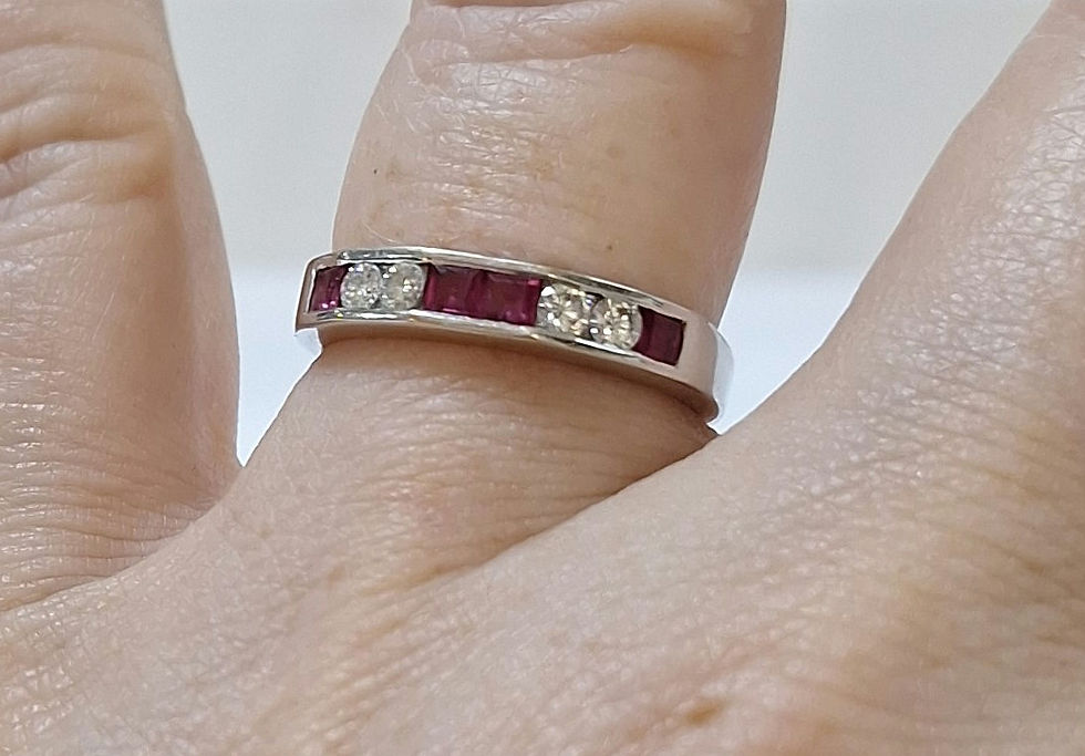 Thumbnail: G108.  18ct White Gold Ruby and Diamond Band Ring 