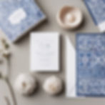 Wedding stationery with Portuguese blue tiles print