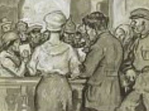 Kalenin, president of Soviet Russia, receiving the appeals and complaints of Russian workers