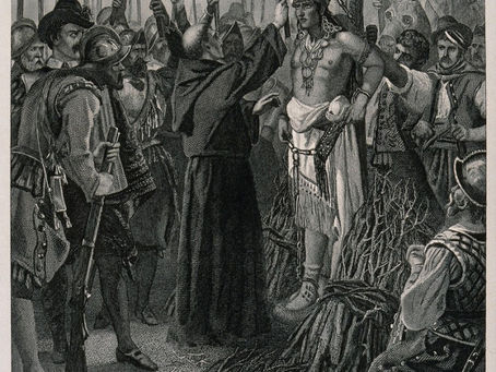 The Execution of the Inca Emperor, Atahuallpa, at the Stake, Ordered by Francisco Pizarro.