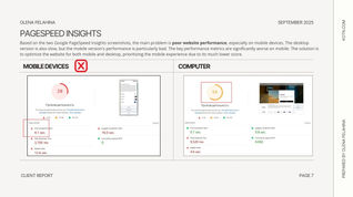 Google PageSpeed Insights screenshots for the Kotn website. The mobile score is 28, and the desktop score is 59, with key performance metrics displayed.