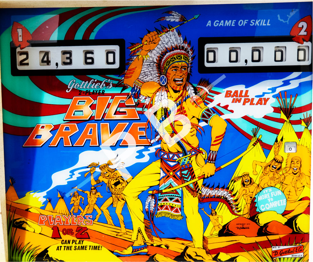 Big Brave 1974 Gottlieb Backglass