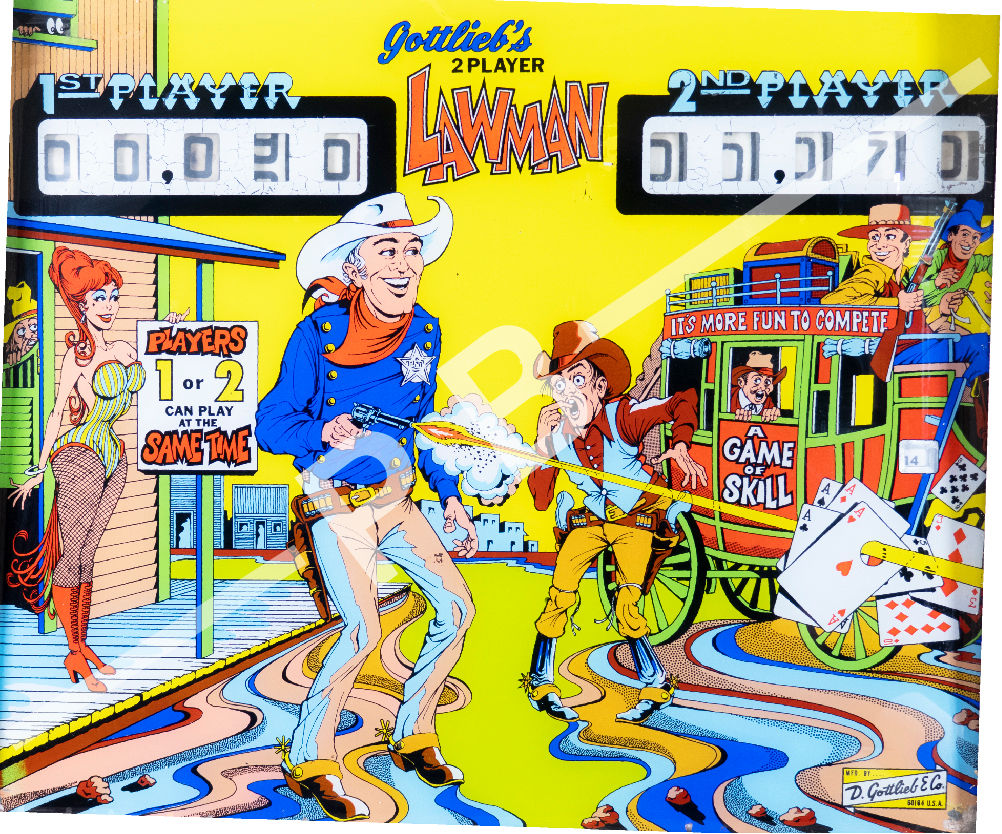 Lawman 1971 Gottlieb Backglass