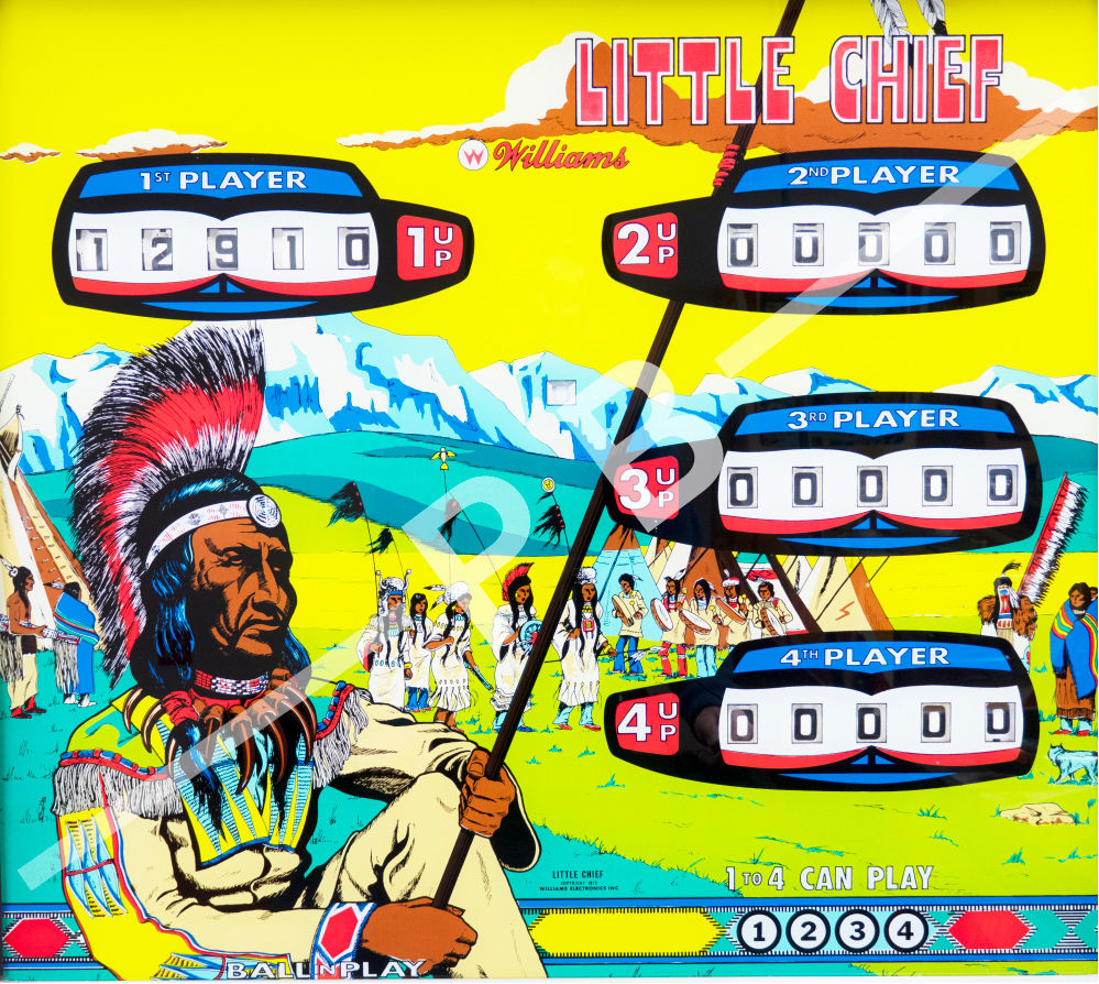 Little Chief 1975 Williams Backglass