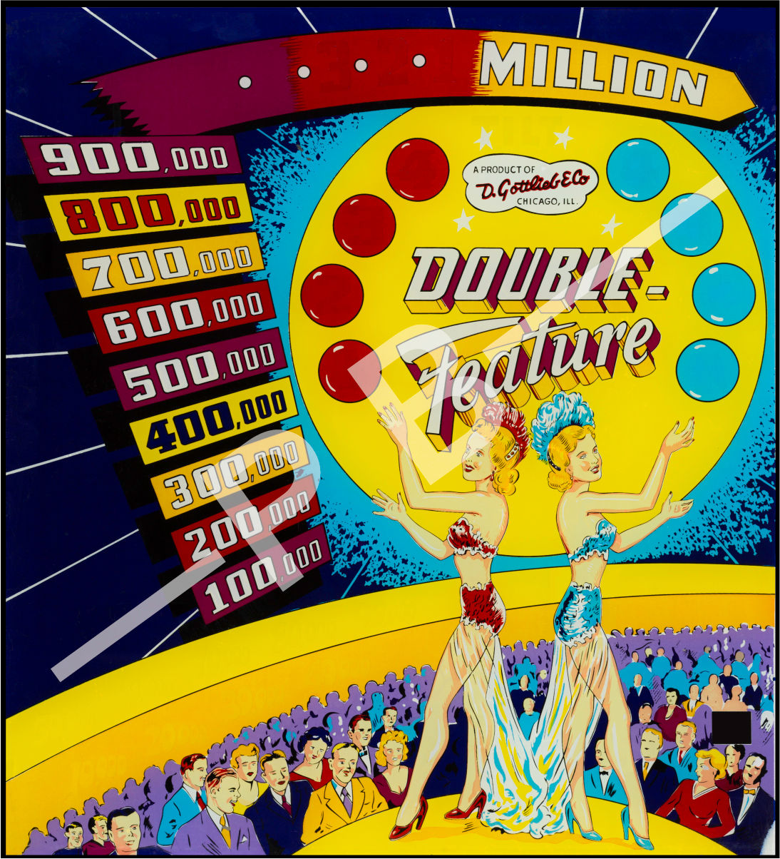 Double Feature 1950 Gottlieb Backglass