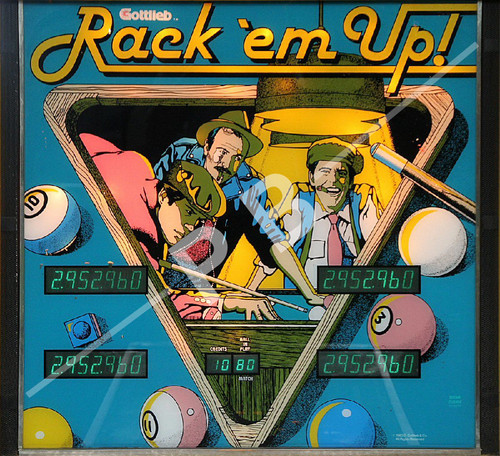 Rack Em Up 1983 Mylstar Backglass | Pinball Backglass
