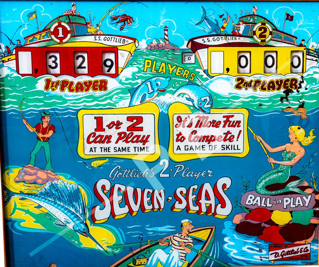 Seven Seas 1960 Gottlieb Backglass