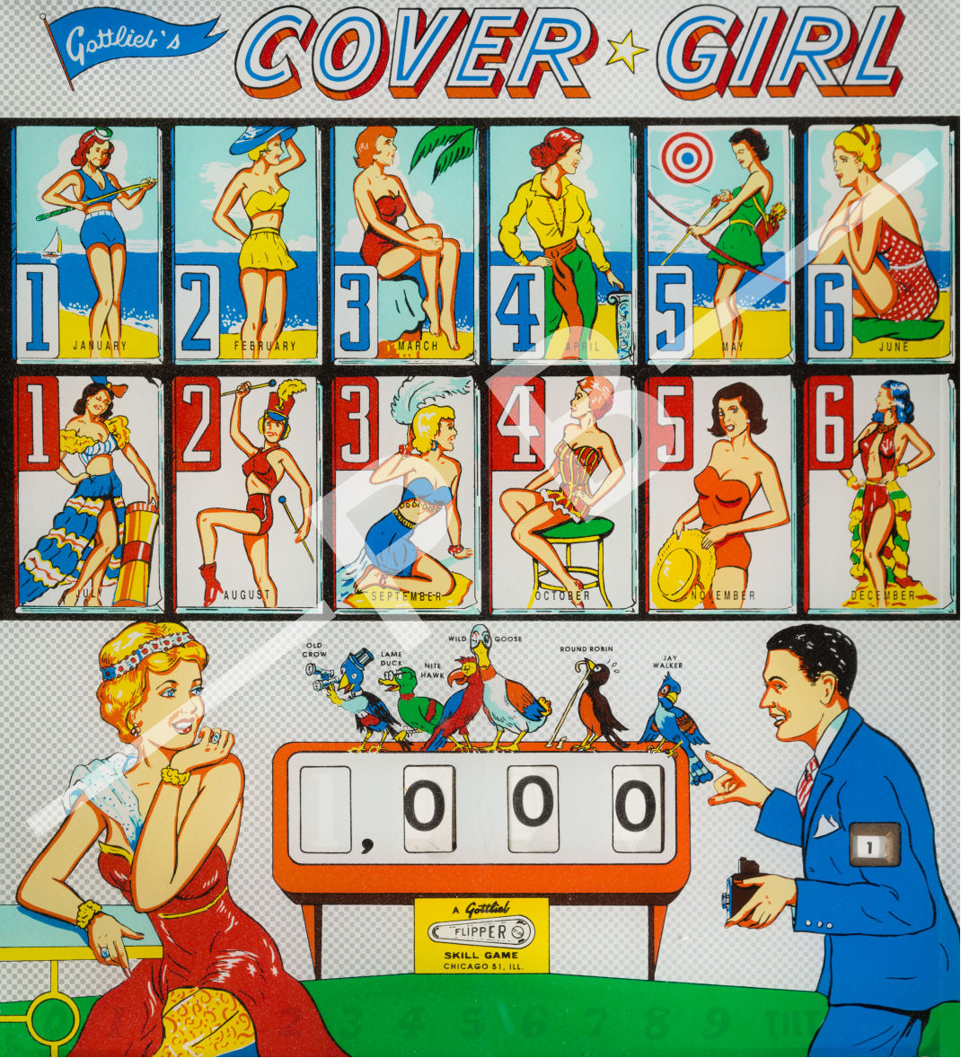 Cover Girl 1962 Gottlieb Backglass