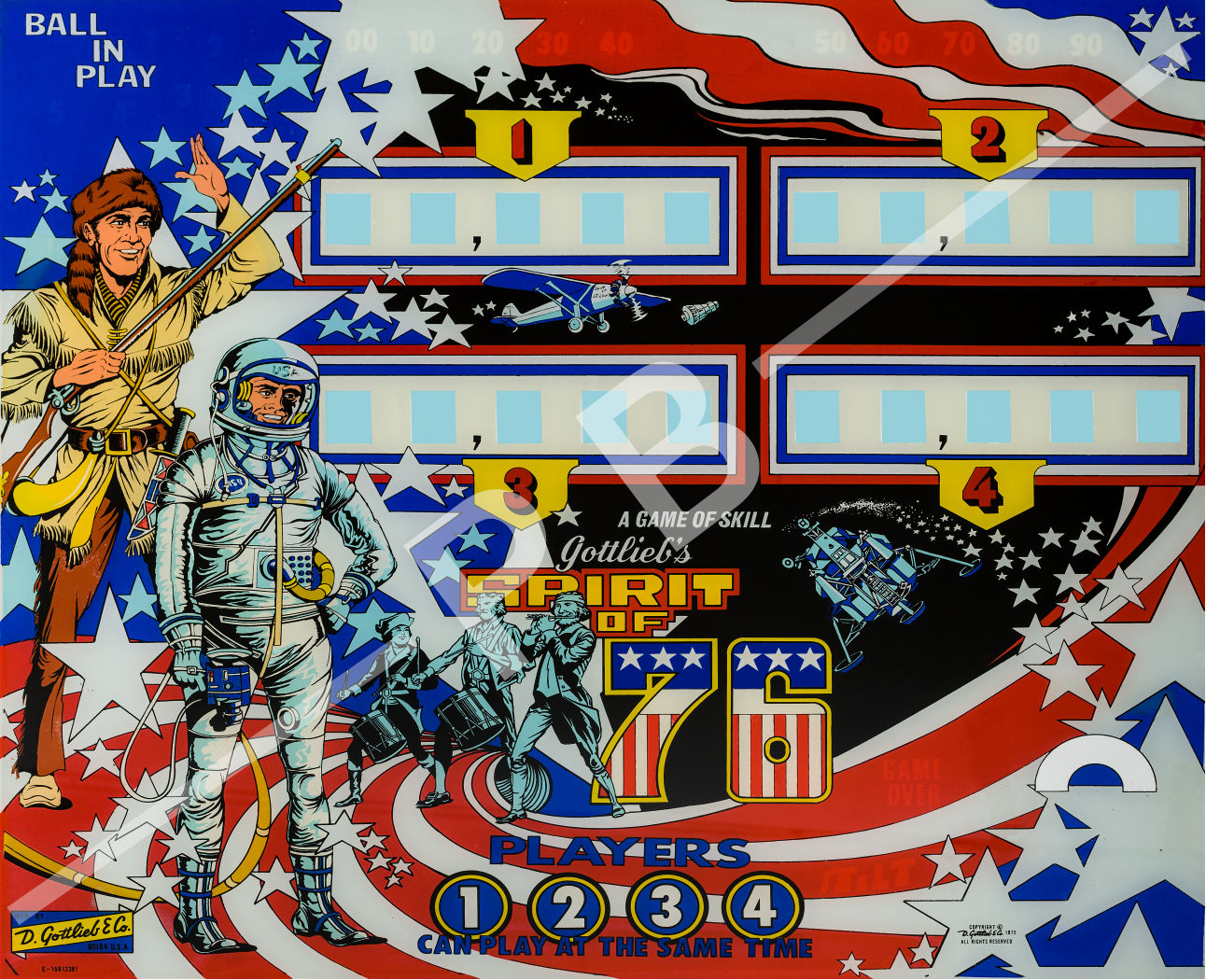 Spirit of '76 1976 Gottlieb Backglass