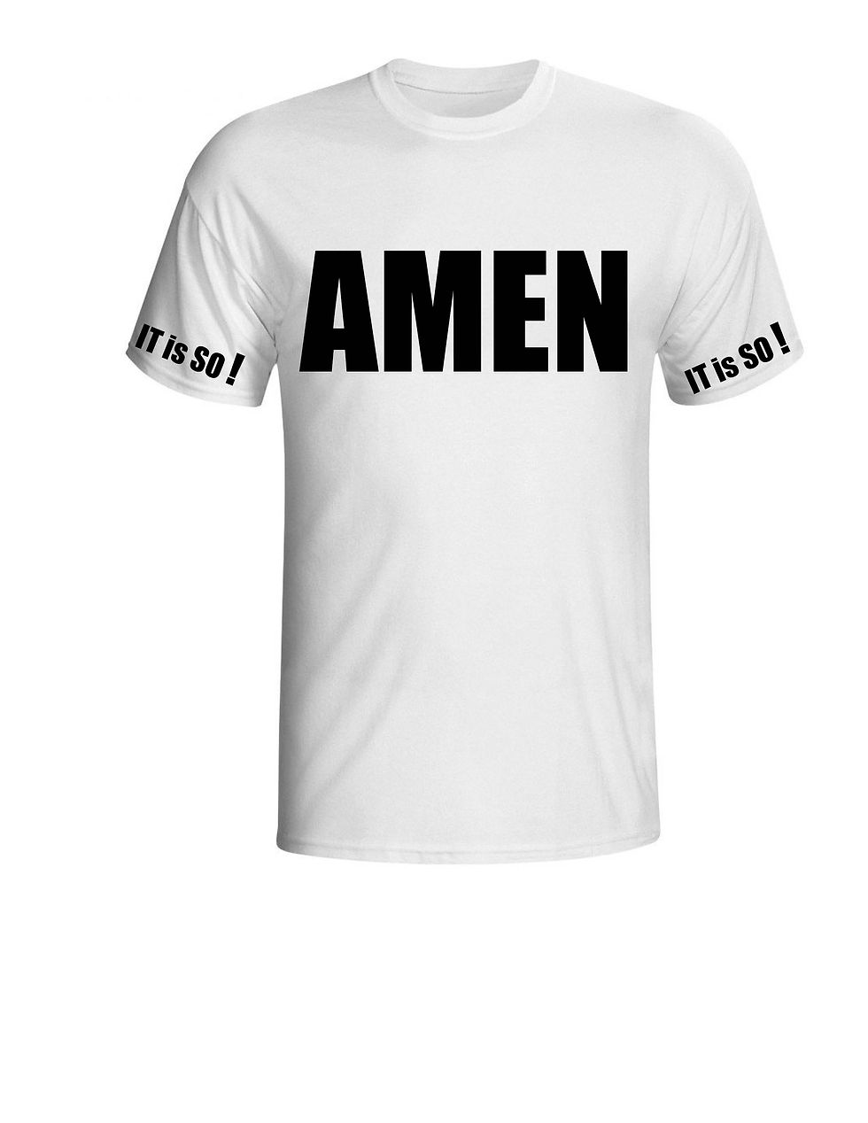 Thumbnail: Mens White  Amen Tee shirt with black lettering on front and sleeves 