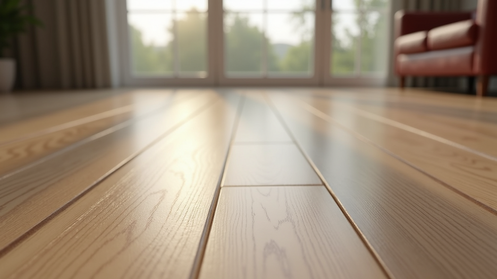 Close-up view of waterproof vinyl flooring with wood texture