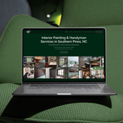 Home Repair of the Pines website design displayed on a laptop screen.