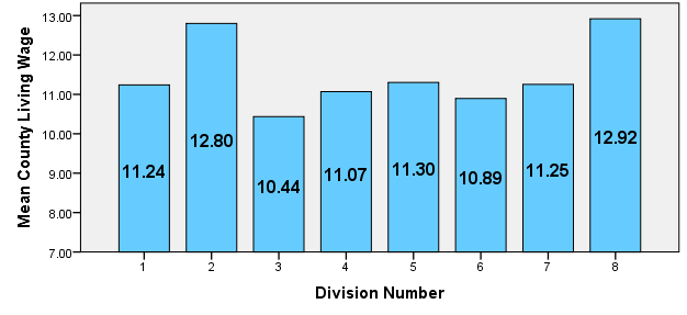 Average County Living Wage Divisions