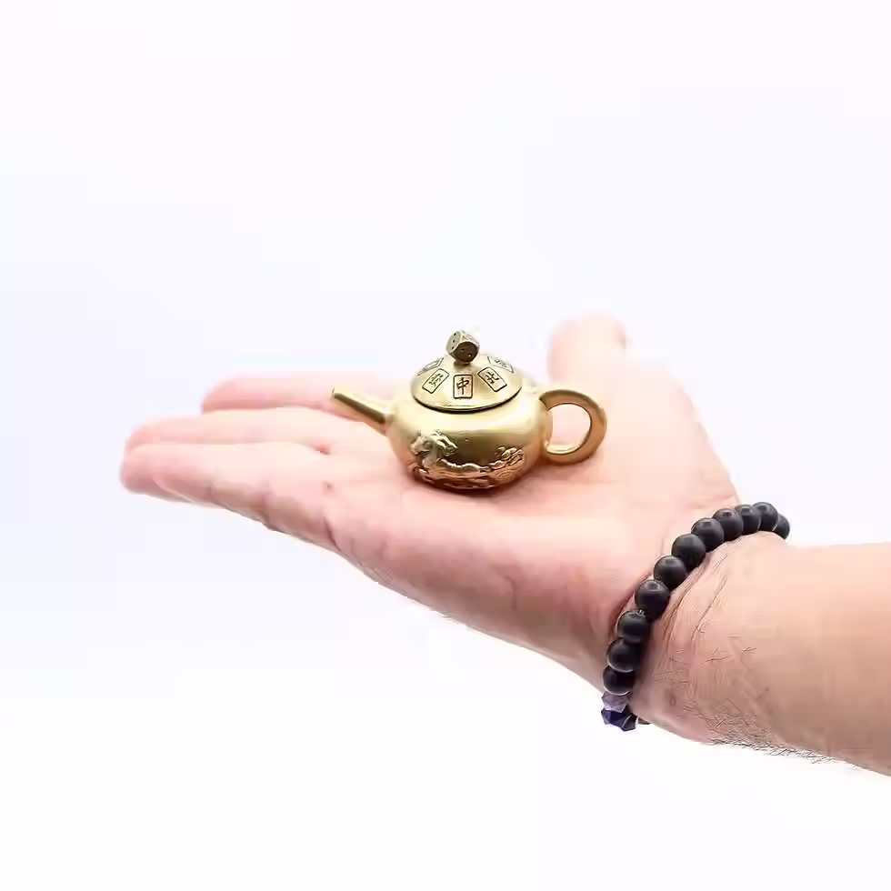 Thumbnail: Feng Shui Fortune Lucky Teapot with Dice Spin | Brass Luck, Prosperity & Decision Charm