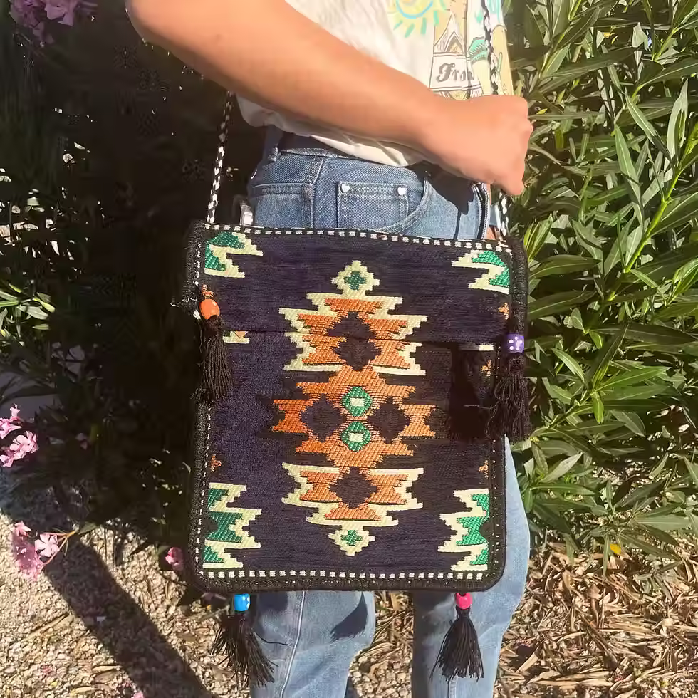 Dark Navy Kilim Messenger Bag | Boho Crossbody Shoulder Bag
