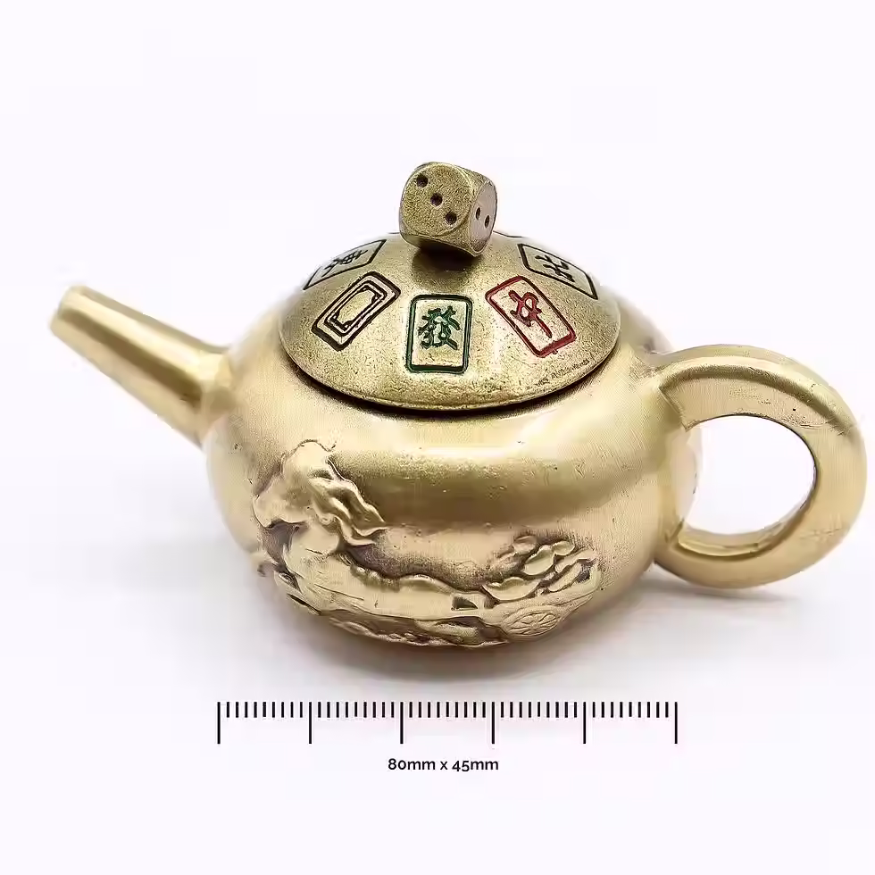 Thumbnail: Feng Shui Fortune Lucky Teapot with Dice Spin | Brass Luck, Prosperity & Decision Charm