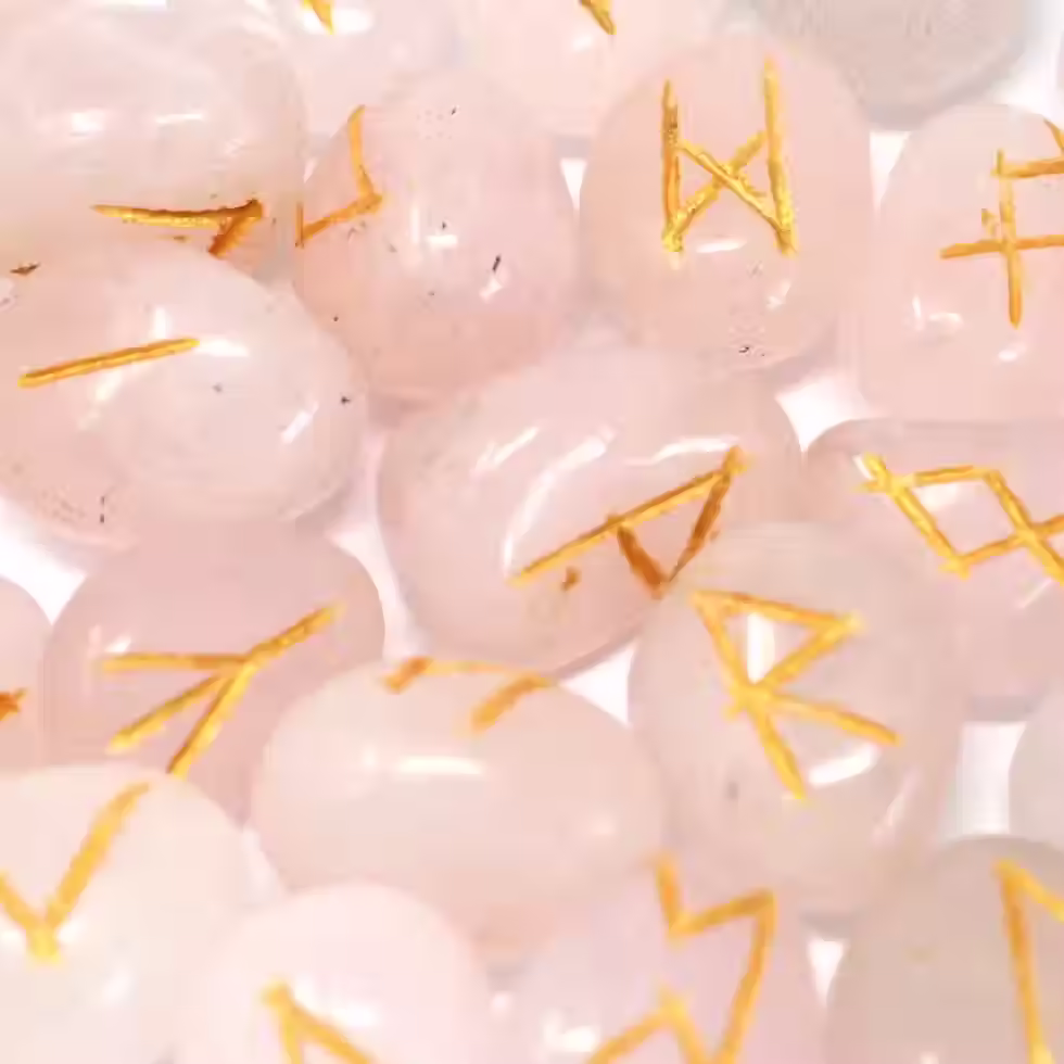 Rose Quartz Runes Set - Love | Rune Stones, Divination & Spiritual Guidance.