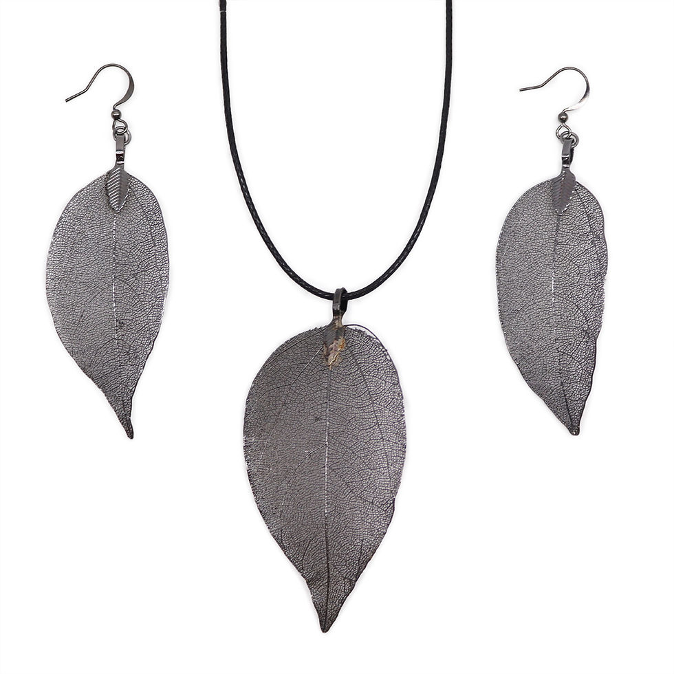 Leaf Necklace & Earring Set in Pewter - Created From Real Leaves!