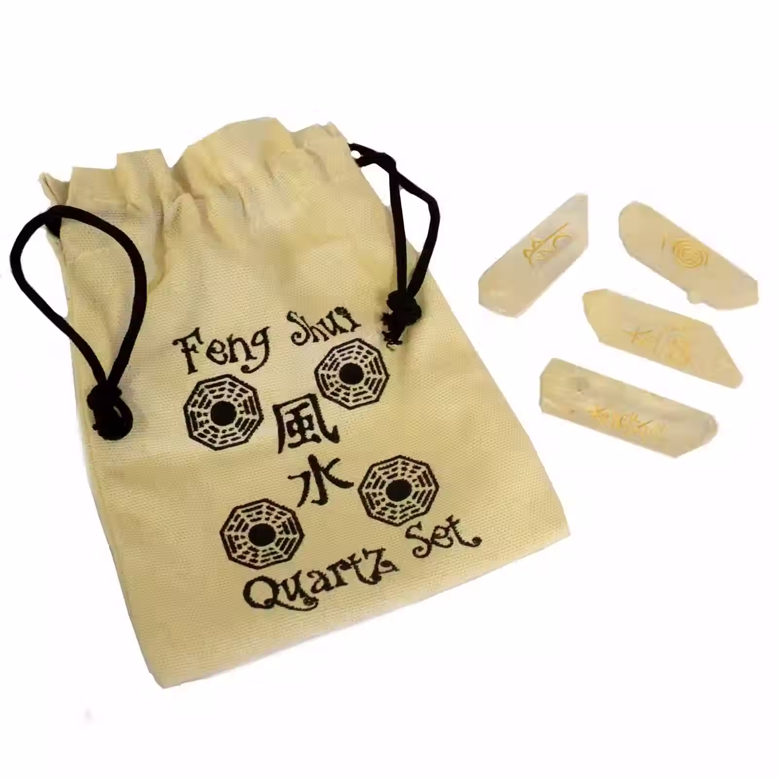 Feng Shui Quatra Set Natural Quartz | Crystal Energy Set, Sacred Space & Spiritual Healing, Feng Shui Accessories.