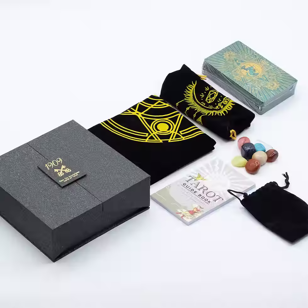 Thumbnail: Tarot Card Gift Set - Gold & Turquoise Foil Tarot Card Kit