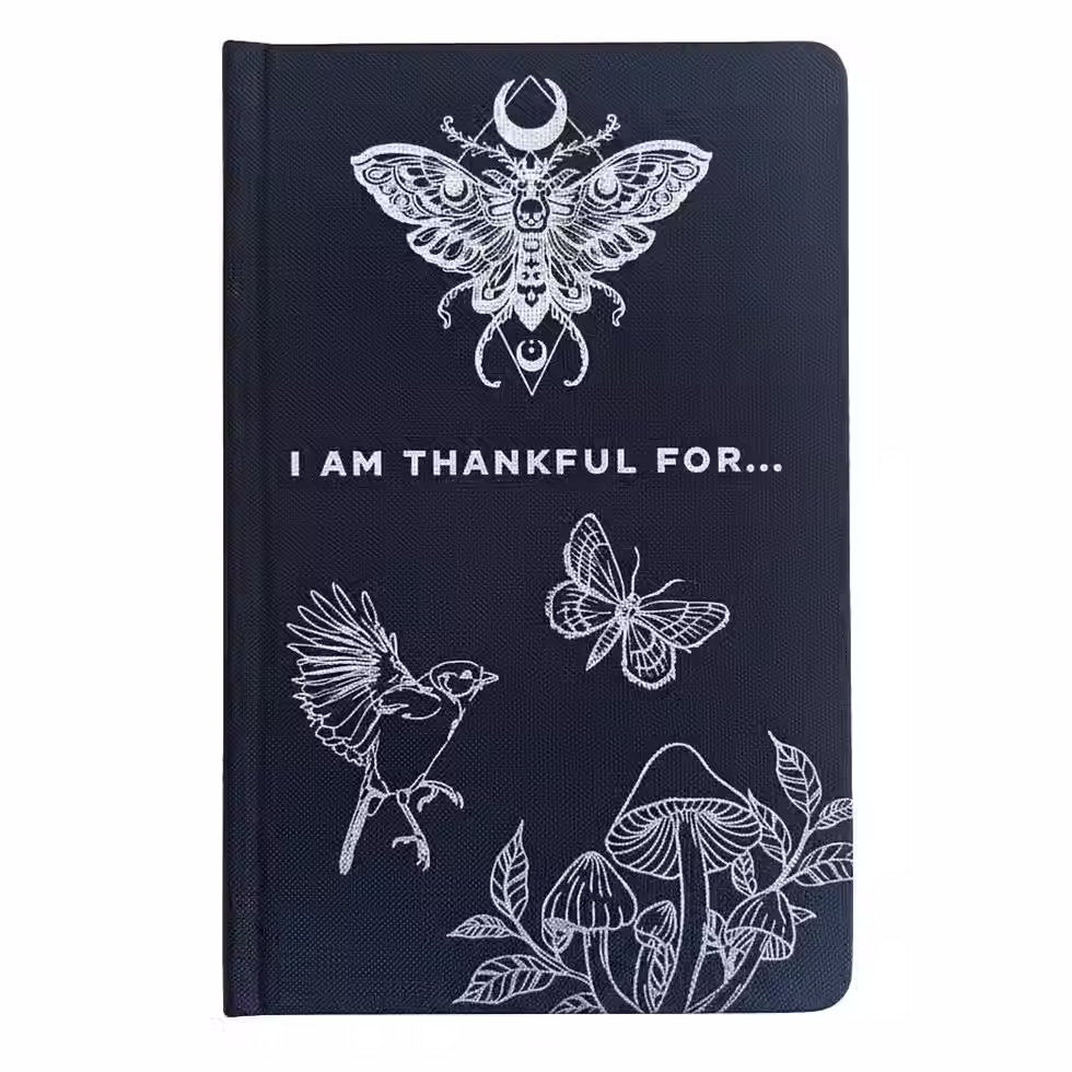 Gratitude Journal "I Am Thankful For..." Black Gratitude Journal, Mindfulness Diary & Spiritual Self-Care Notebook.