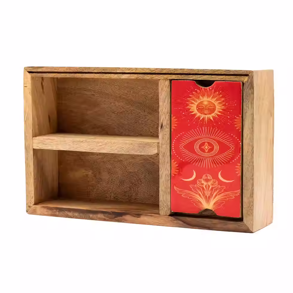 Three Section Tarot Card Box with Card Holder | Tarot Card Storage Box, Altar Organisation & Spiritual Practice