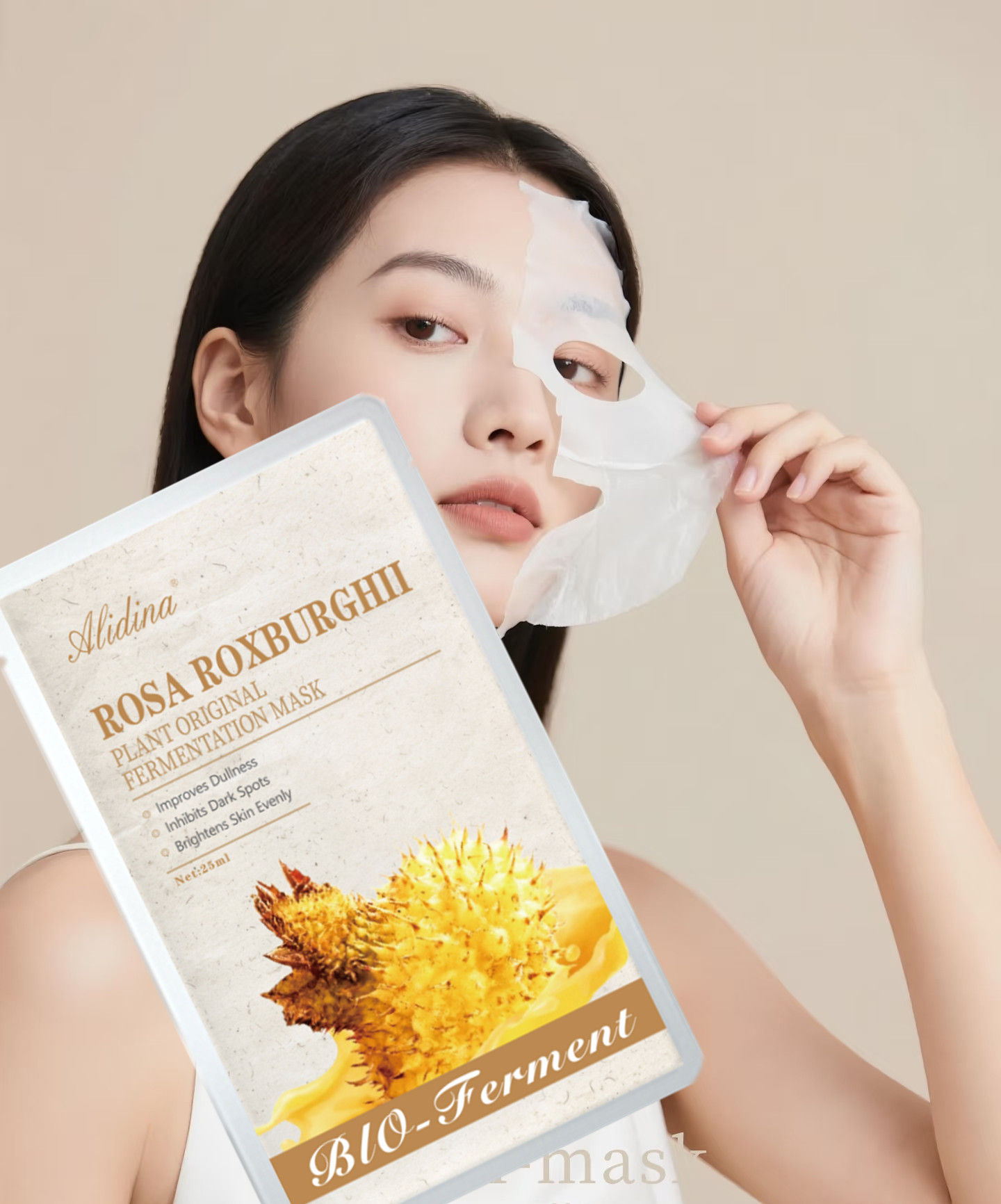 Vegan Hydrating Face Mask with Fermented Rosa Roxburghii Enzyme Mask Repairs Red