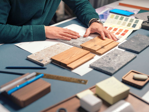 Designer making color and materials selections for a project.