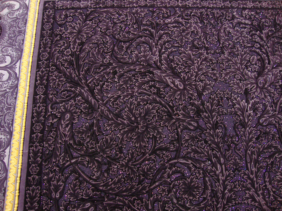Thumbnail: Detail of the hand-carved relief contours on the monochrome Coronation design.