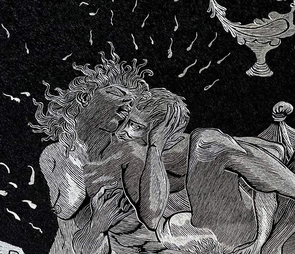 Thumbnail: Lover Under Moon Light - Silk Tapestry