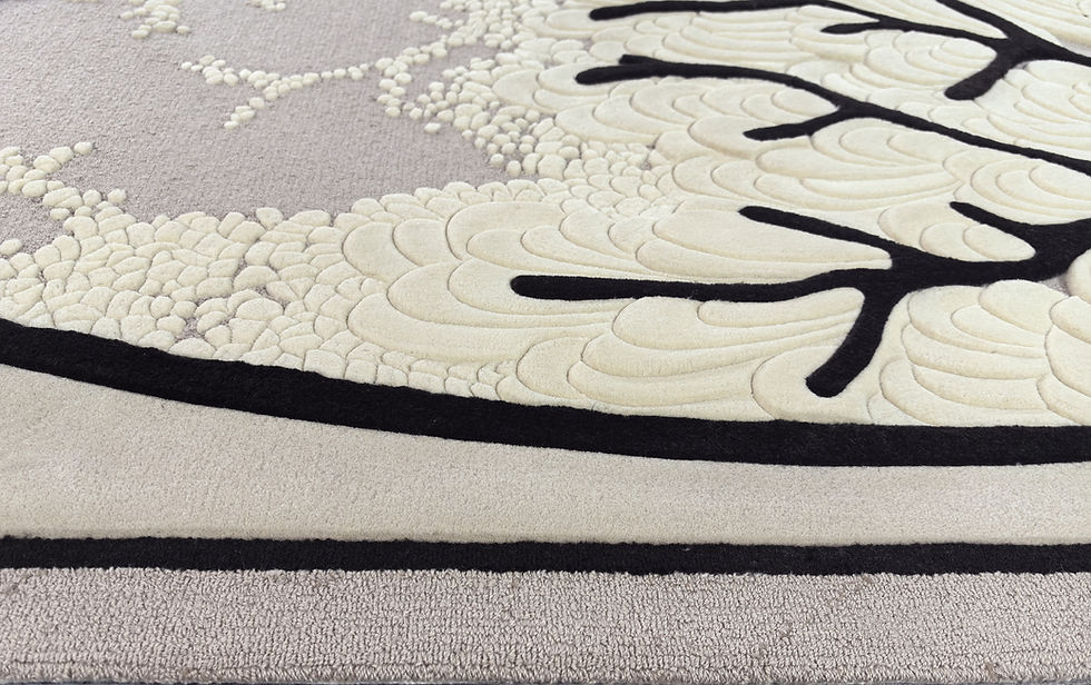 Thumbnail: Close-up of the precise 6-mm pile height and velvet surface on the “Blue Butterflies Dance” rug.