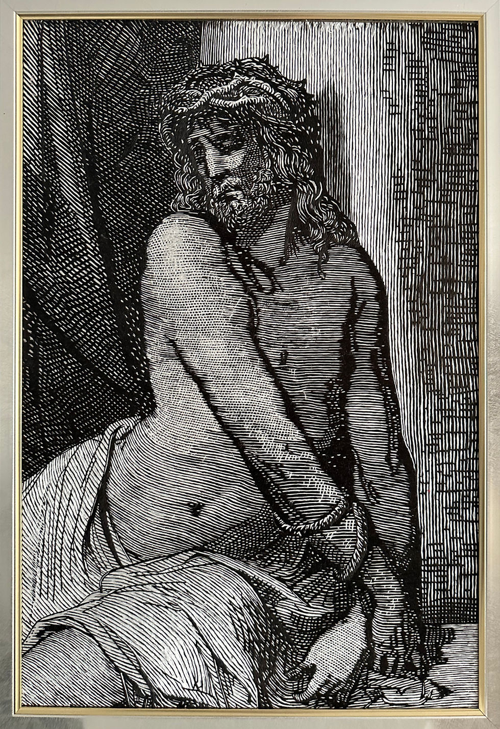 Jesus After Being Taken Down From the Cross Handmade Silk Embroidered Tapestry