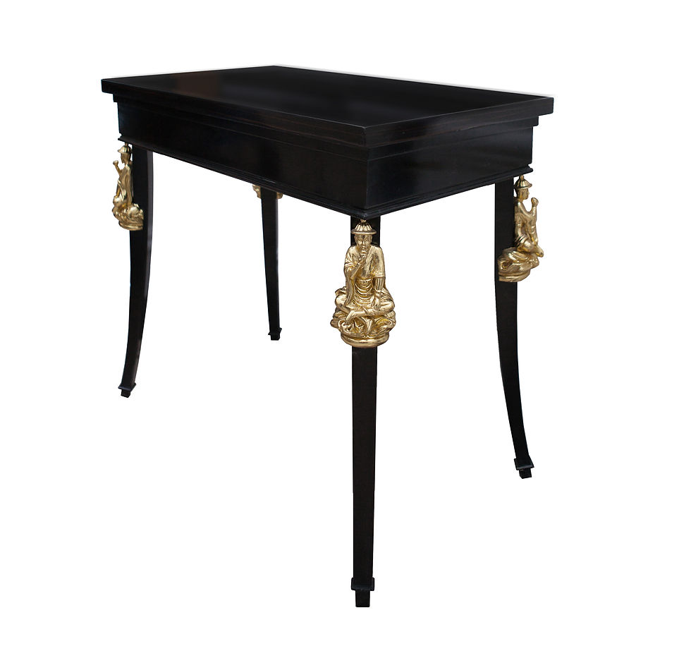 Contemporary side table with Gold Chinoiserie elements