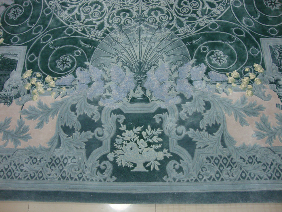 Thumbnail: Macro view of the 6mm silk pile height and hand-polished velvet surface on the Empress Collection rug.
