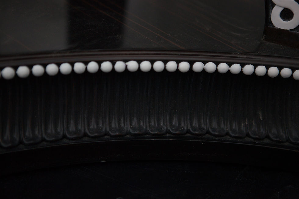 Thumbnail: Side Table in Ebony Wood with White Carved Elements, Neoclassical Style