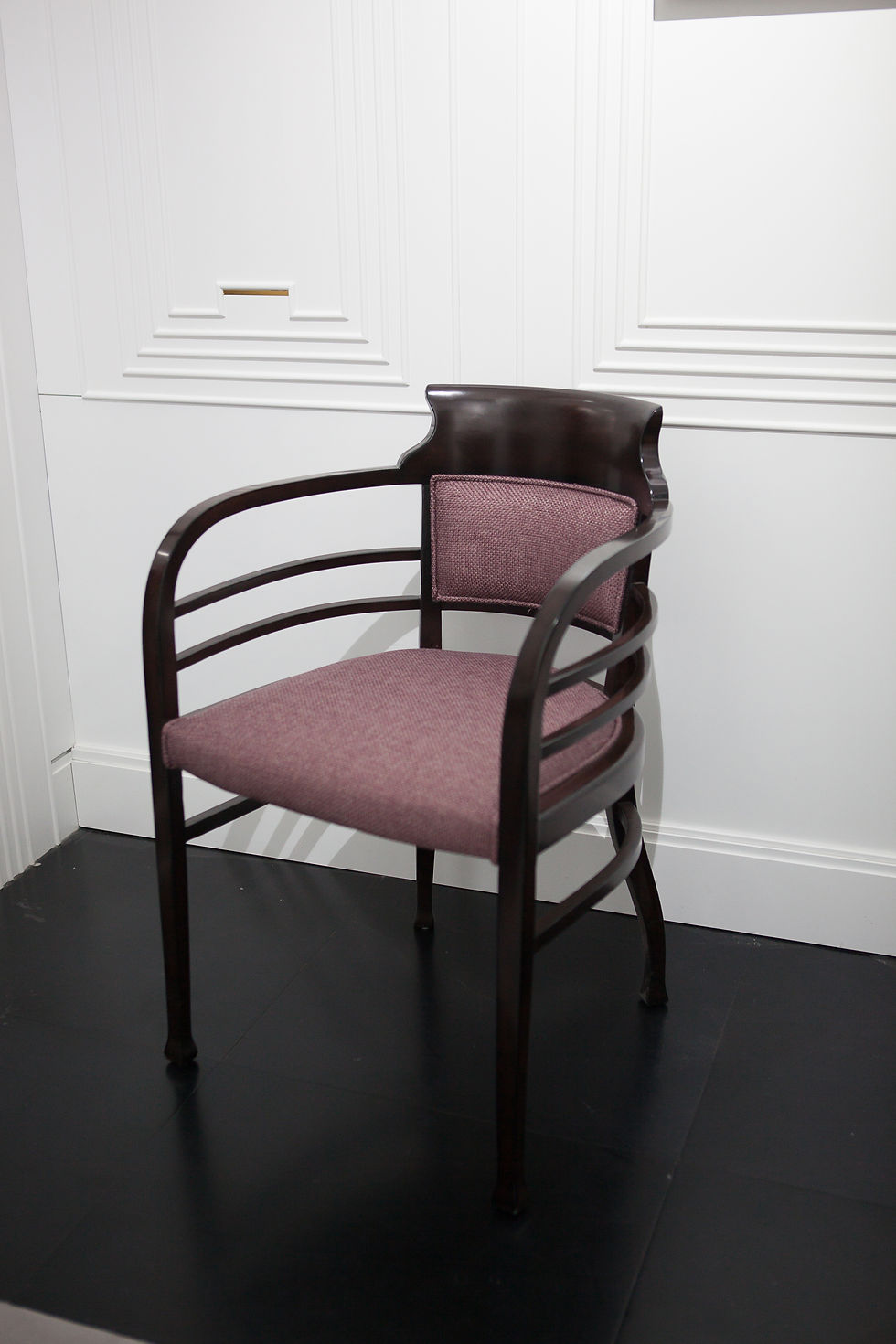 Thumbnail: Side profile of Dark Neoclassical Desk Artchair showcasing elegant silhouette