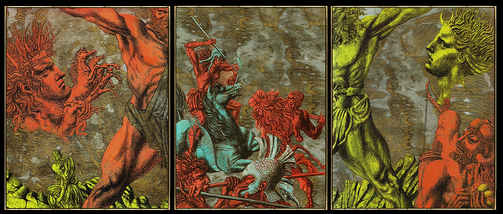 "The Struggle Between Good and Evil", The Allegorical Battle
A Monumental Triptych
390 x 160 cm