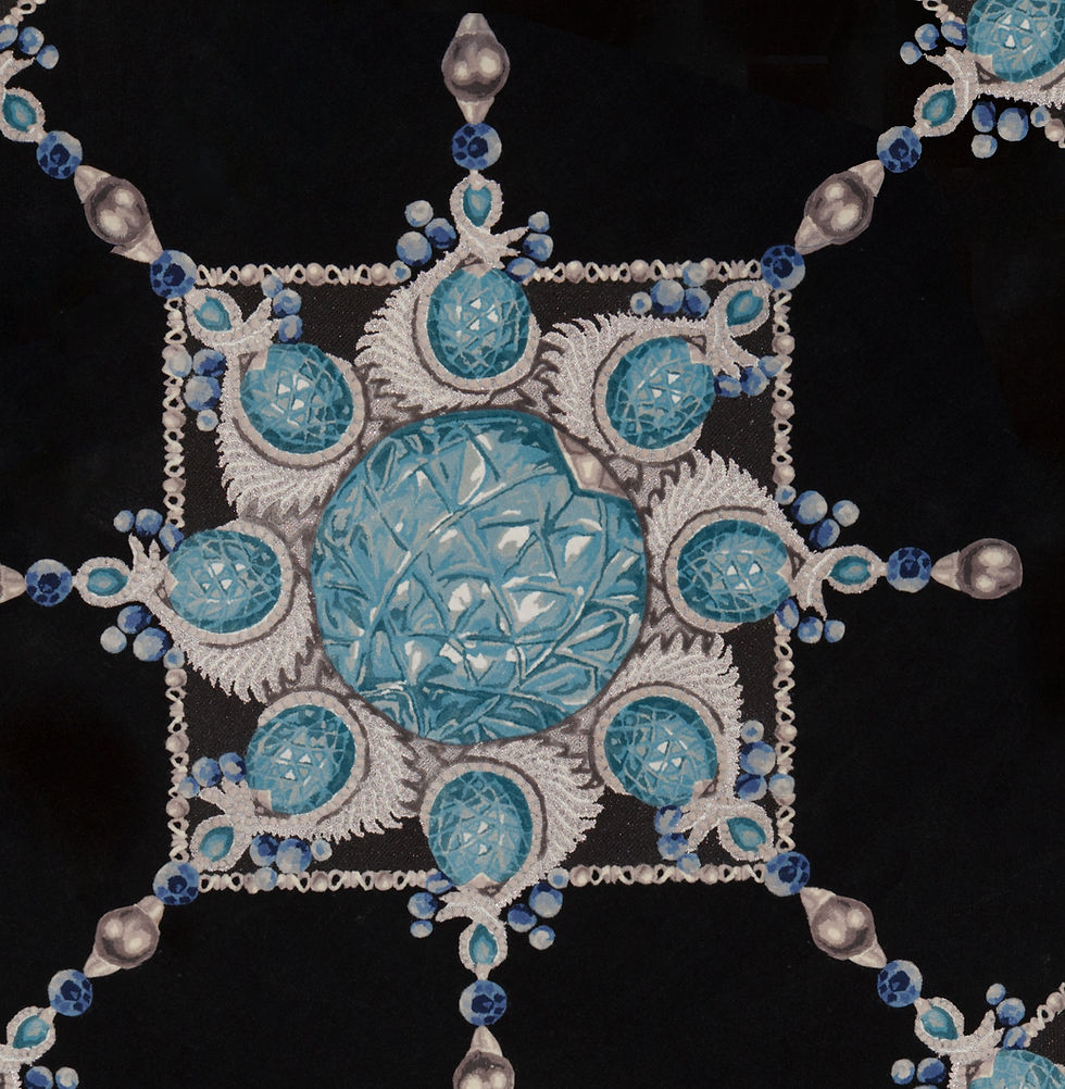 Thumbnail: Extreme macro of the velvet silk pile showing teal and sapphire color transitions.
