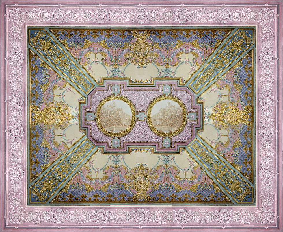 Western European Fine Wool Tufted Area Rug,Grand Royal Design with Royal Palaces