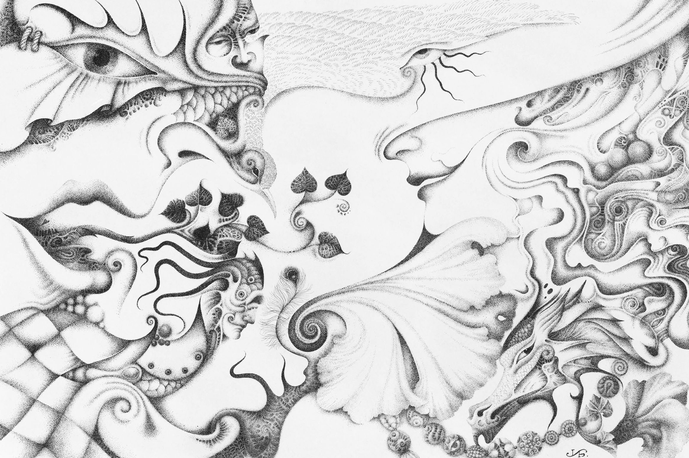 Museum quality print on paper Black and White Graphic after Artist Inna Bagaeva